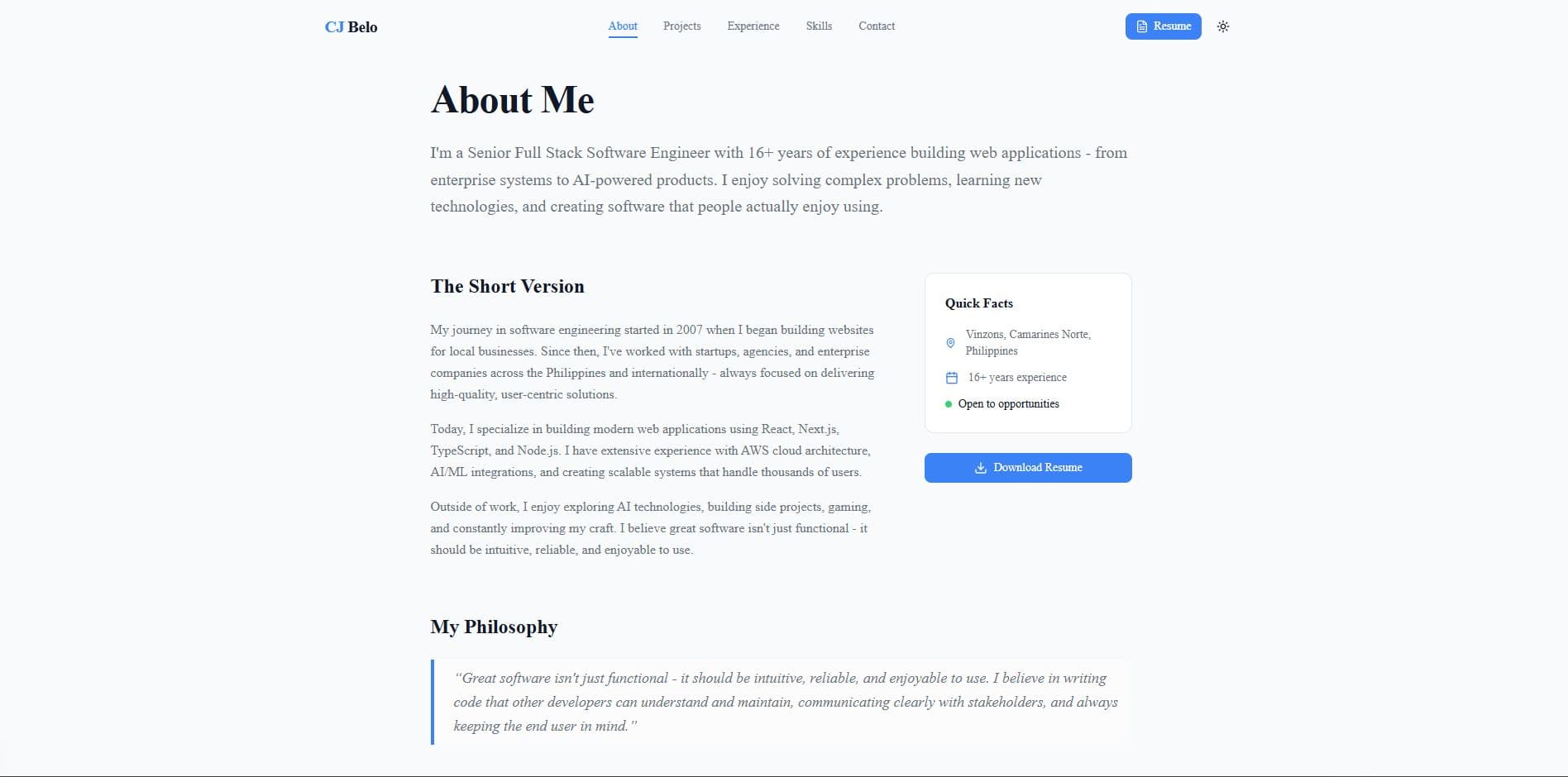 Personal Portfolio Website screenshot